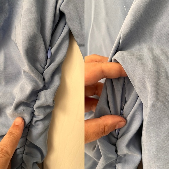 NWT Zara Asymmetric Draped Blue Shirt Dress M - Picture 9 of 15